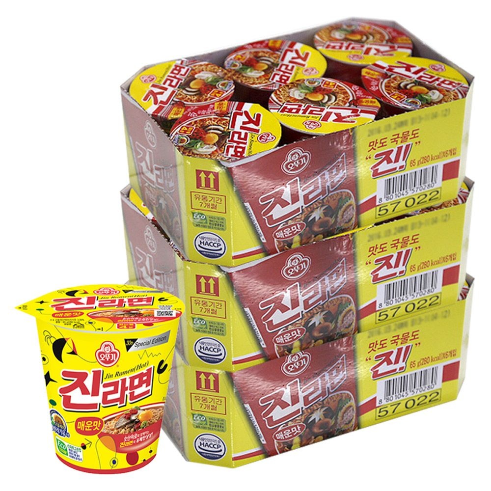 [오늘출발] 오뚜기 진라면 매운맛 소컵 65g X 18개