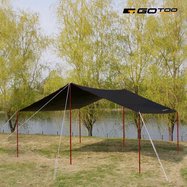 고투 블랙 렉타 타프 세트 스킨+폴대 블랙코팅