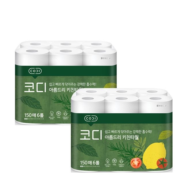 코디 아름드리 키친타올 150매 6롤 2개