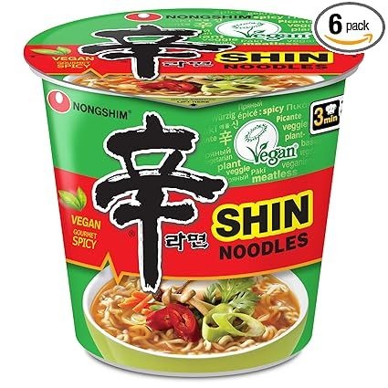 [해외] 농심 비건 신라면 컵라면 전자레인지 사용 가능, Vegan SHIN Noodles  6pack
