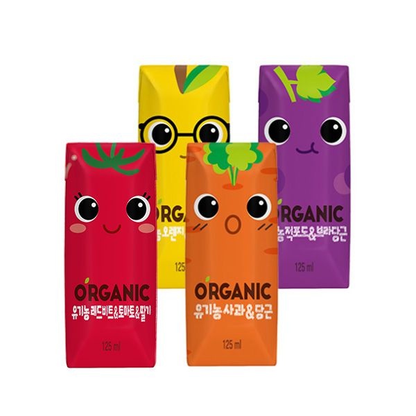 롯데칠성 (본사직영) 오가닉 유기농주스 4종 125ml 48팩