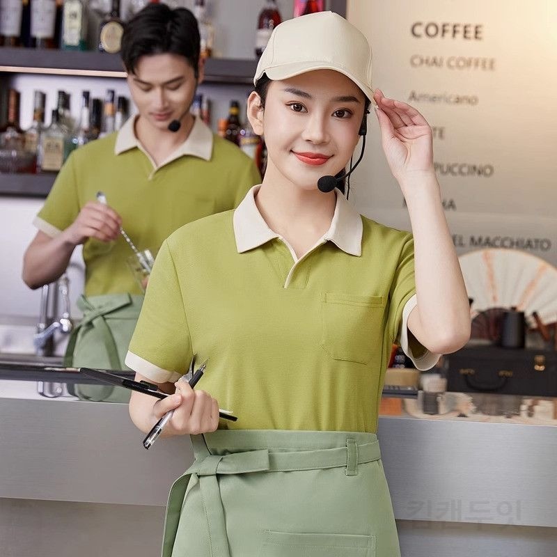 유니폼 직원 서빙복 카페 식당 유니폼 직원 캐주얼 알바 서빙복 카페 식당 호텔 홀서빙 레스토랑 반팔 미용 청소