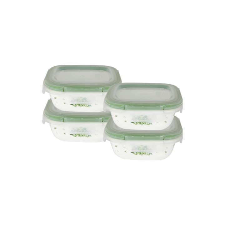 [롯데백화점] 코렐 스냅웨어 허브 정사각325ml 4P 세트 LE1217142859