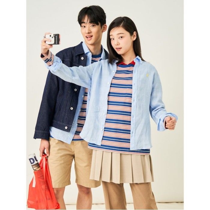 빈폴 멘 남녀공용 리넨 솔리드 셔츠  스카이 블루 (BC5364C22Q)