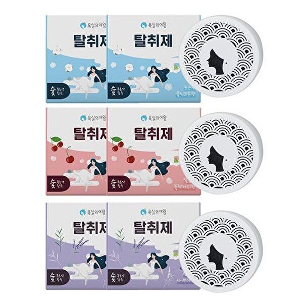 욕실의여왕 [욕실의여왕]욕실의여왕 실내 탈취제 고체형 싱글세트 총6개 (블랙체리향 2개 / 라벤더향 2개 / 클린코튼향 2개)