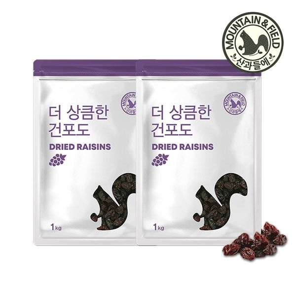 산과들에 말랑쫀득 건포도2kg (1kgx2봉) 미국 캘리포니아산 건과일 말린포도