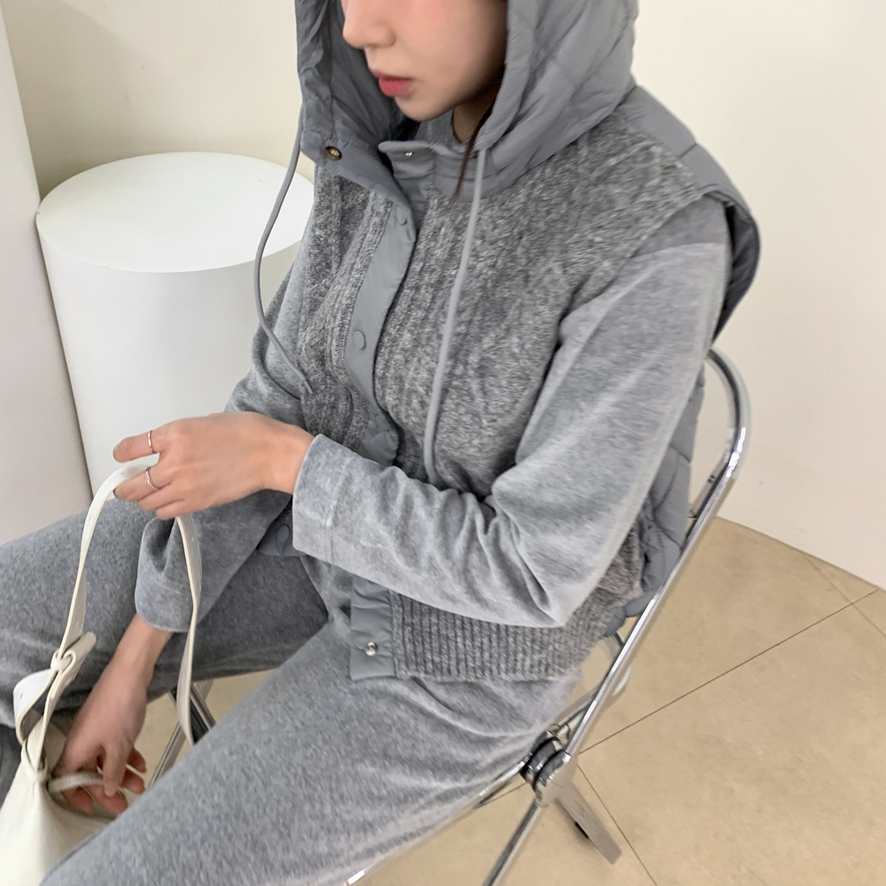 미아마스빈 드렌스덴 울 니트 패딩 배색 조끼