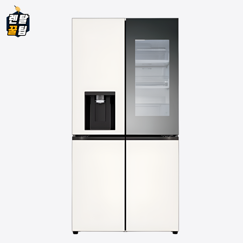 렌탈 LG 디오스 얼음정수기 냉장고 오브제컬렉션 노크온 음성인식 상냉장 베이지