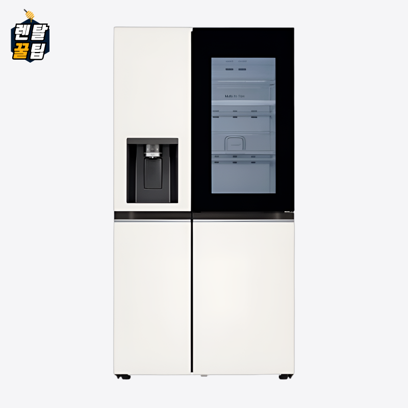 렌탈 LG 디오스 얼음정수기냉장고 오브제컬렉션 노크온 양문형 베이지+베이지