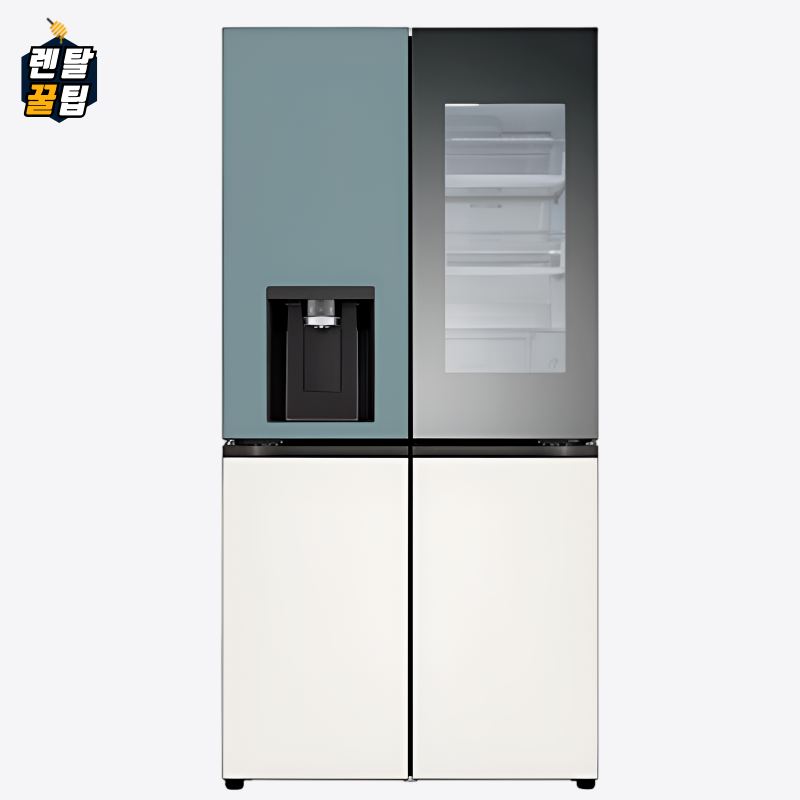 렌탈 LG 디오스 오브제 얼음정수기 냉장고 노크온 820L 클레이민트 베이지