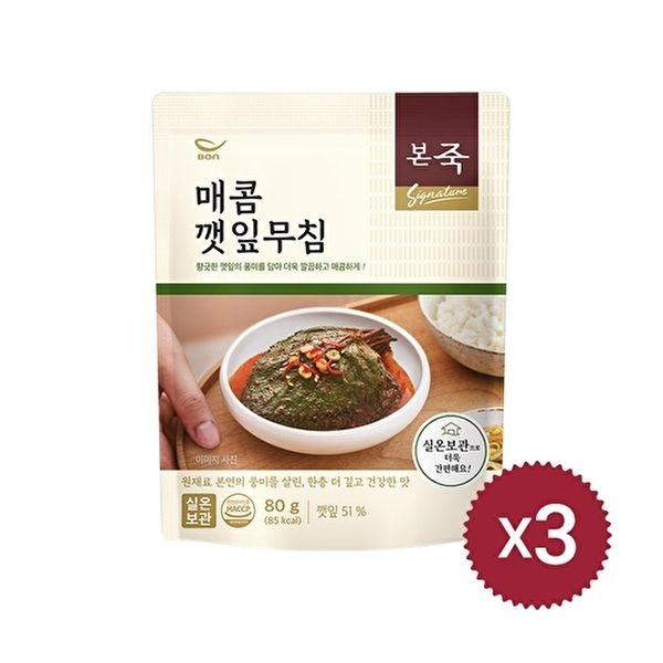 본죽 [본죽]밑반찬 매콤 깻잎무침 80g 3팩