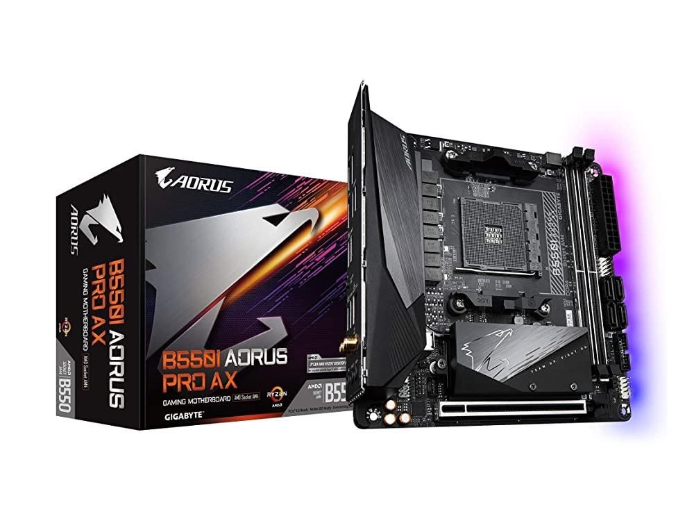 [해외] GIGABYTE B550I AORUS 프로 AX 게이밍 마더보드 (AM4 AMD/B550/Mini-Itx/듀얼 M.2/SATA 6Gb/s/USB 3.2 Gen 1/WiFi 6/2