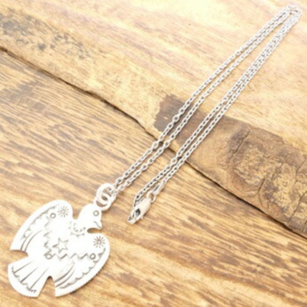 노스웍스 핸드메이드 빈티지 인디언 주얼리 나바호 썬버드 코인 목걸이 N-413