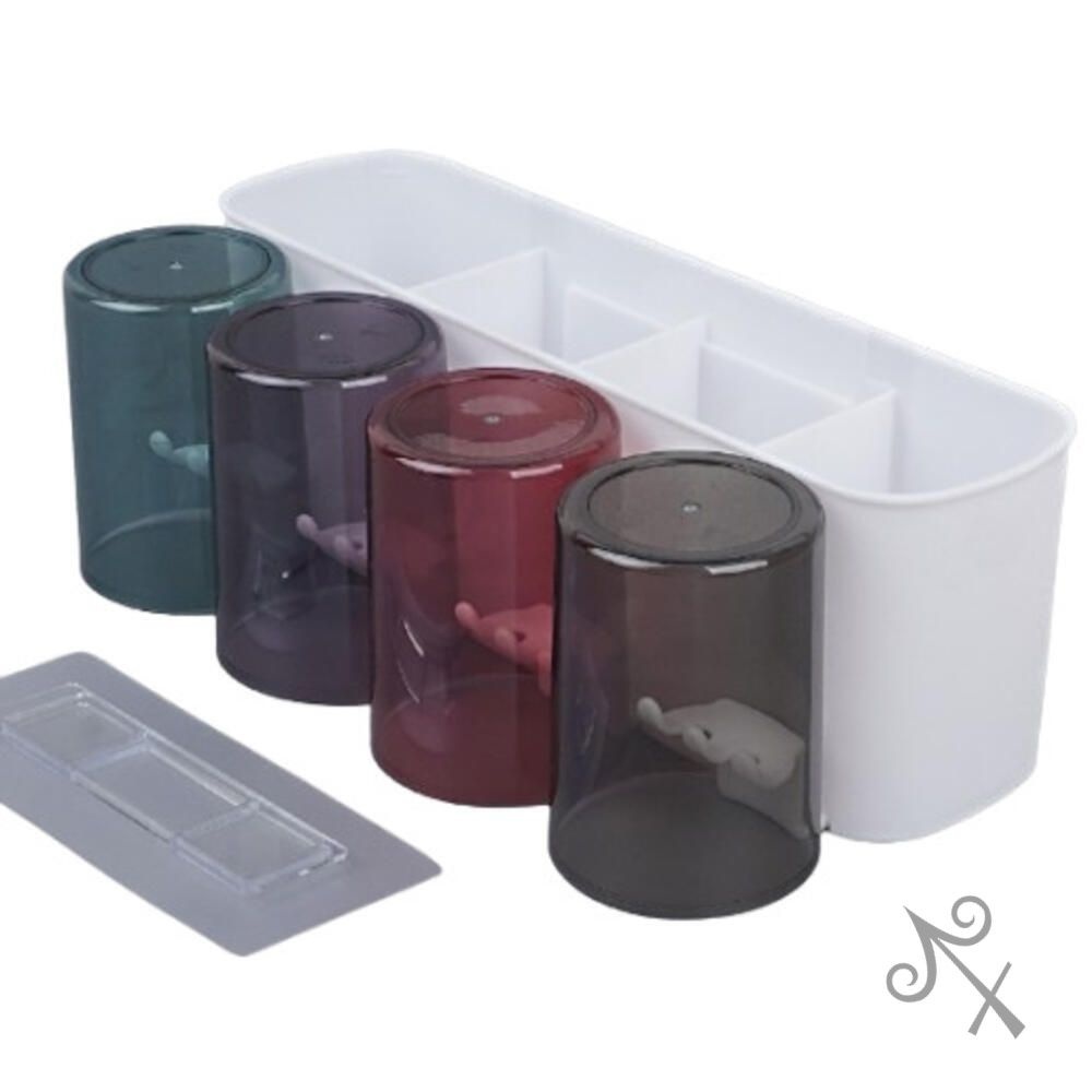 [캔캔토토OEM][오늘출발] 캔캔토토 부착식 양치컵 칫솔꽂이 세트 칫솔걸이 면도기홀더 욕실소품