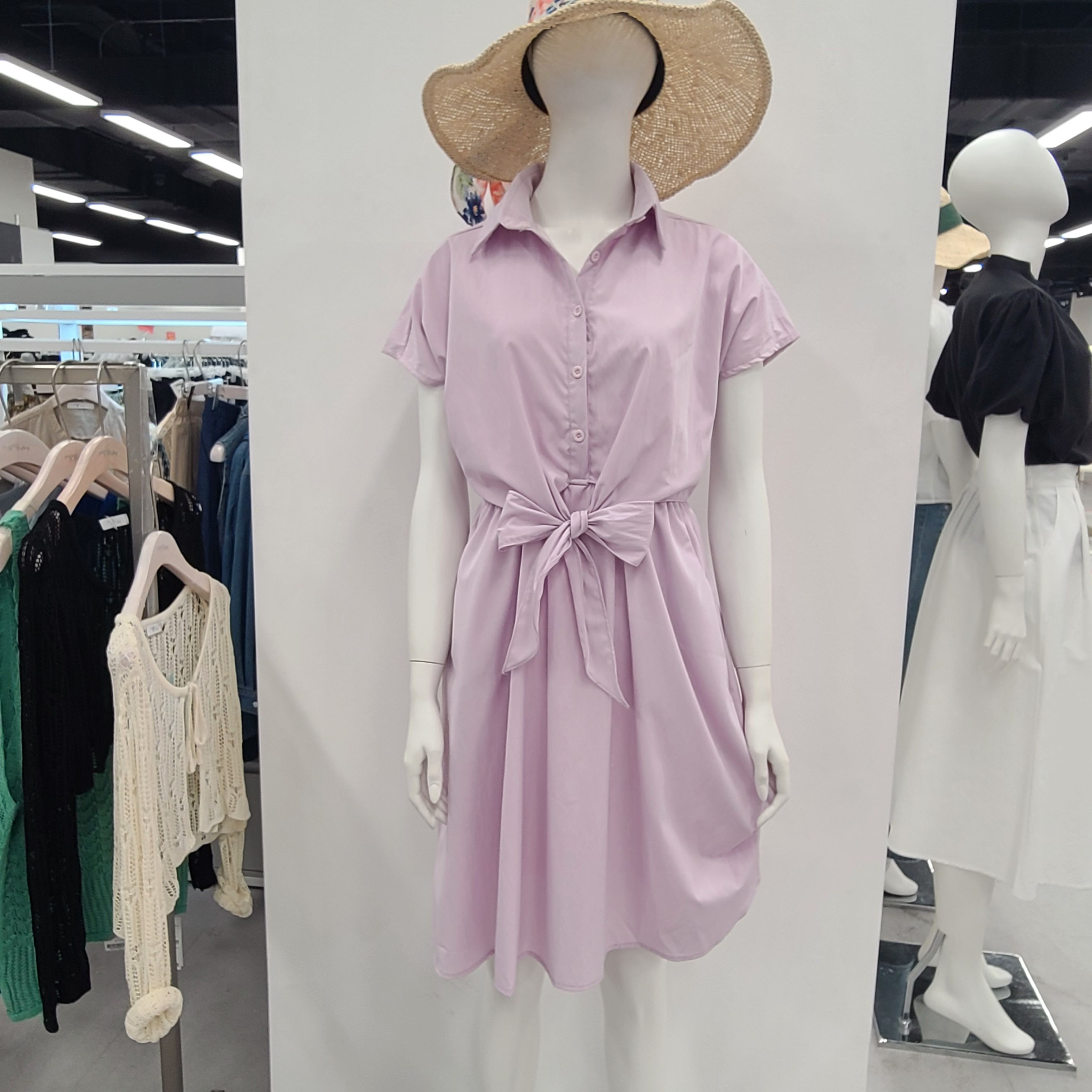 모노앤밀키 [모다아울렛][모노앤밀키]셔츠형리본 원피스. MWG05OP26 천안아산점