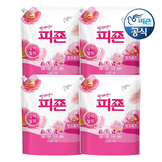 피죤 섬유유연제 핑크로즈 2.3L 리필 x 4개