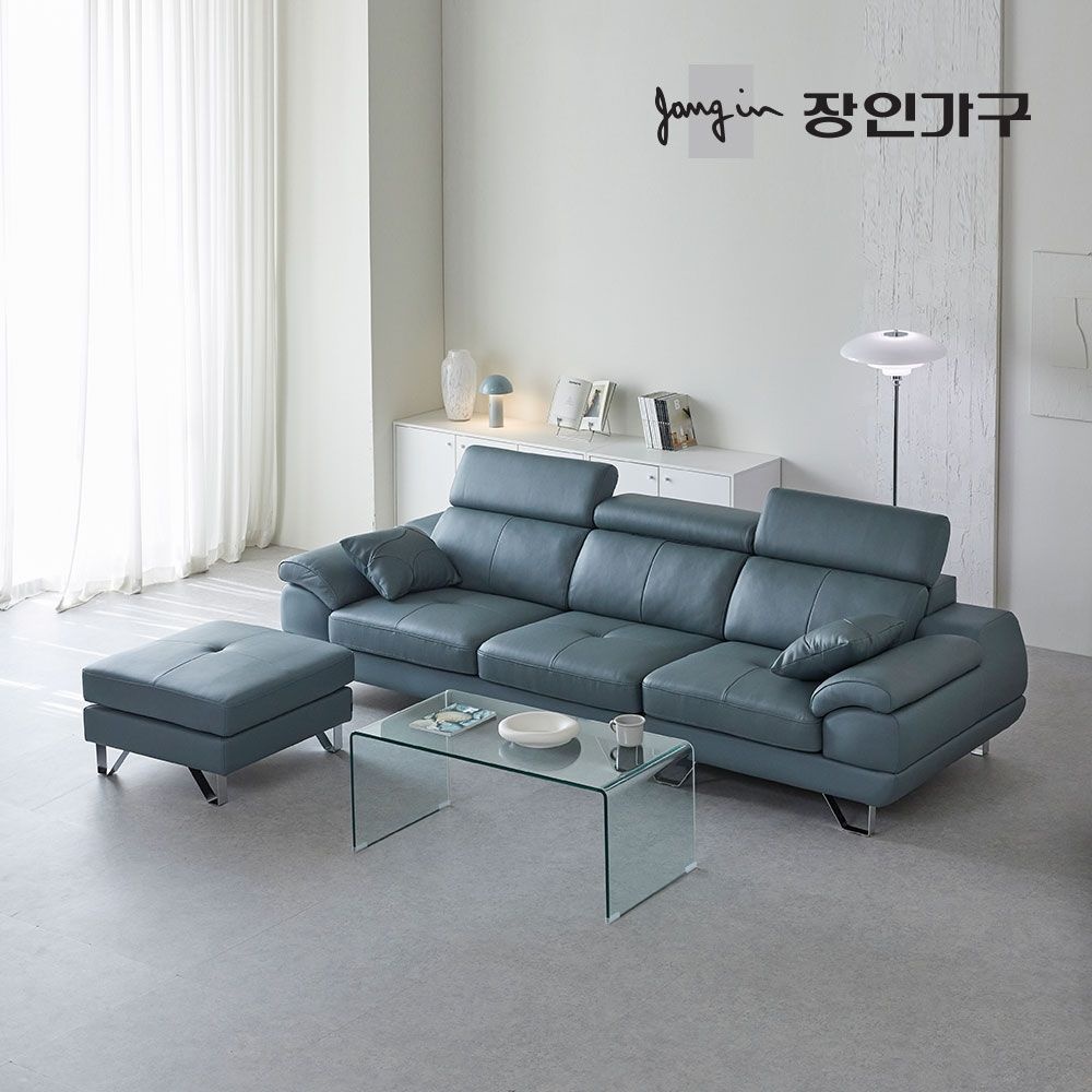 베스테 천연면피 가죽 소파 3인 4인 (스툴 선택)