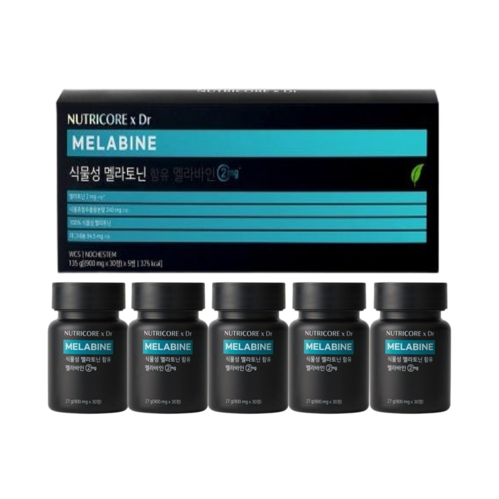 뉴트리코어 식물성 멜라토닌 멜라바인 2mg 30정 x 5박스