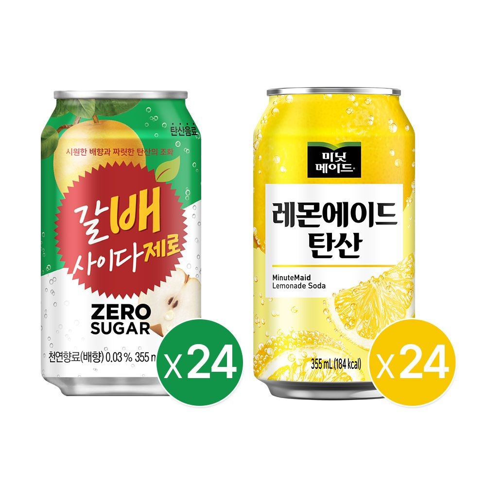 (본사직영) 갈배 사이다 제로 355CAN 24개+미닛메이드 레몬에이드 탄산 355CAN 24개_분리배송