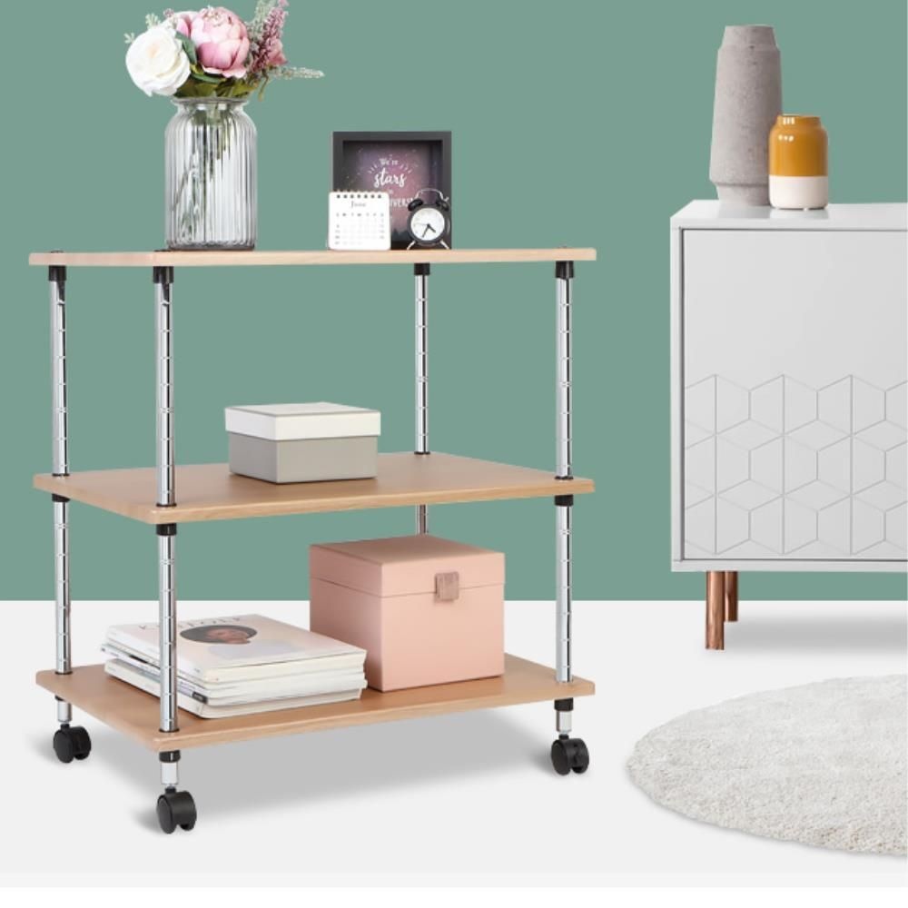 풀문15MA 협력사 이동식바퀴 소형TV모니터 철제기둥선반 3단 안방서브용 인테리어용품 홈카페 다용도선반 원룸