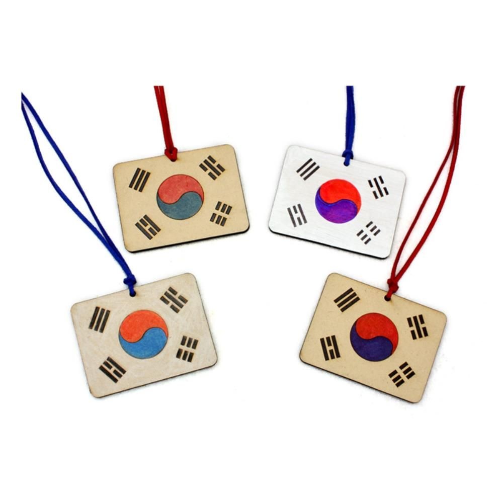 에코키즈 초등 호국보훈의달 기념행사 태극기 나무목걸이만들기 (10개) 키덜트