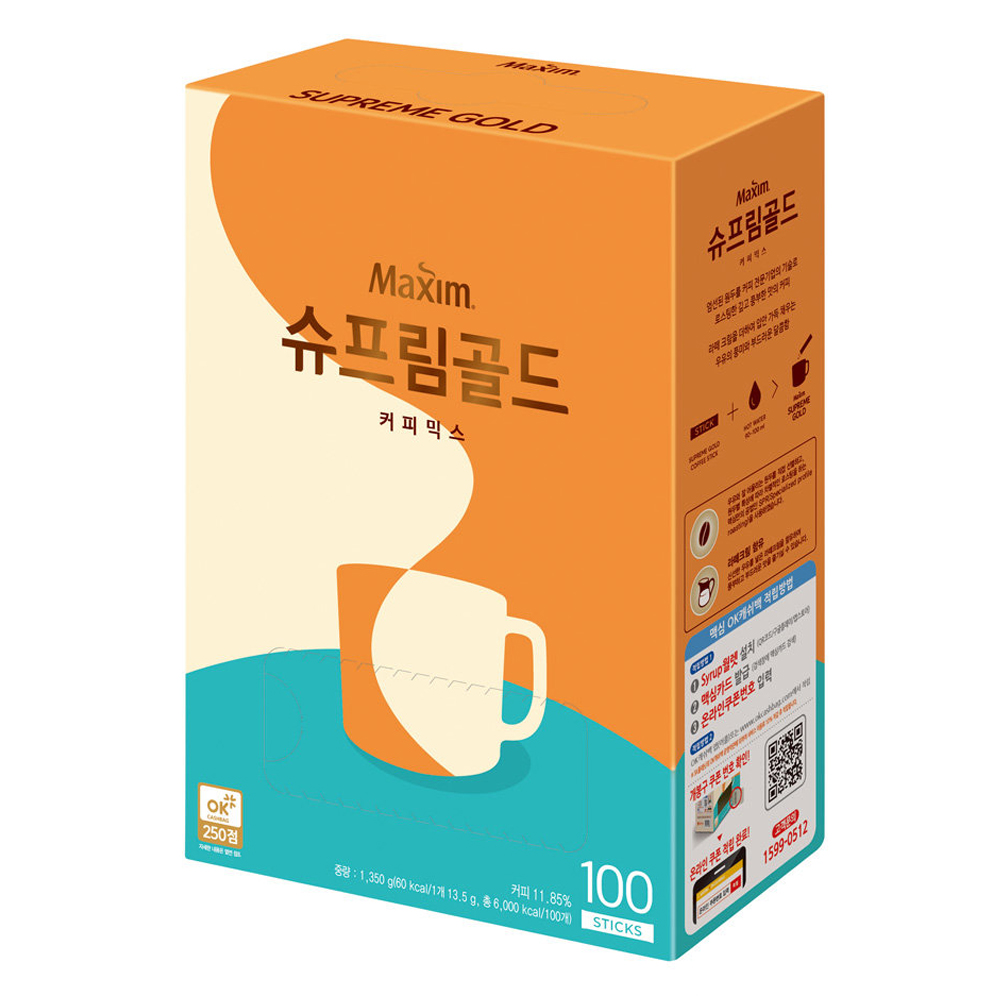 [온누리상품 상생페이백] 동서식품 맥심 슈프림골드 커피믹스 100T