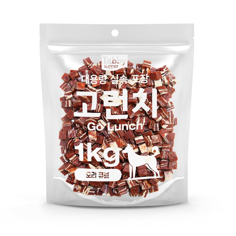 테비토퍼 테비 고런치 1kg 오리 큐브 대용량 강아지간식