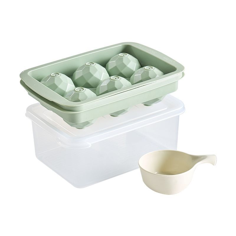 이지앤프리 오브제 크리스탈 아이스볼 얼음트레이 6구 3종 3P 그린 세트 6구 1P + 얼음 보관통 1P + 원형 스쿱 1P