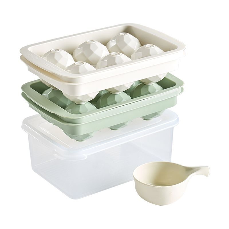 이지앤프리 오브제 크리스탈 아이스볼 얼음트레이 6구 3종 4P 세트 6구 2P + 얼음 보관통 1P + 원형 스쿱 1P