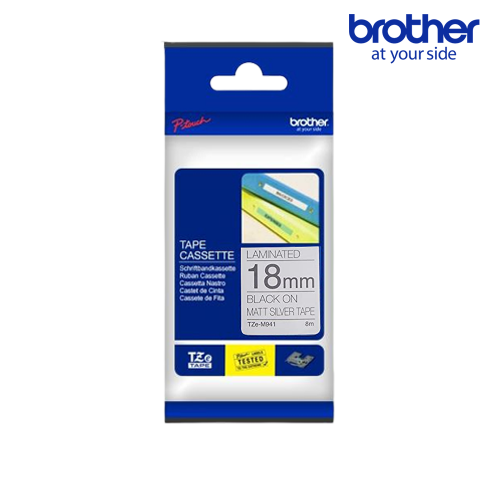 브라더 [정품] 브라더 라벨테이프 TZe-M941 금속 접착 라벨 18mm 은색바탕 검정글씨 8M