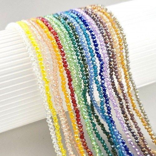 비즈톡 [CR-22-00]크리스탈론델컷 2mm(3.2x2.5mm) 투명(AB) ,1줄(약160개)