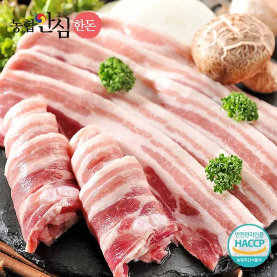 프리미엄 1등급 농협안심한돈 무항생제 삼겹살 1.2kg(600g, 2팩)
