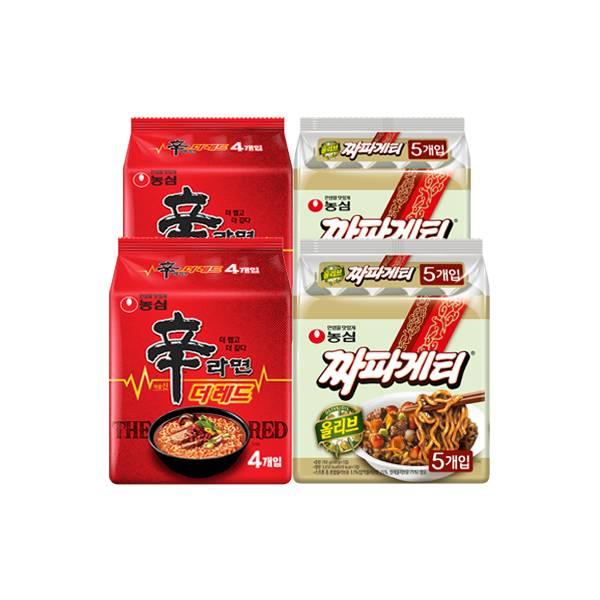 신라면더레드(2팩) + 짜파게티(2팩)_총18입 | 농심 | 컵라면 골라담기 해물맛 칼칼한백짬뽕 육수의깊은맛 출출할때