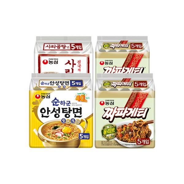 순하군안성탕면(1팩) + 사리곰탕면(1팩) + 짜파게티(2팩)_총20입 | 농심 | 컵라면 골라담기 해물맛 칼칼한백짬뽕 육