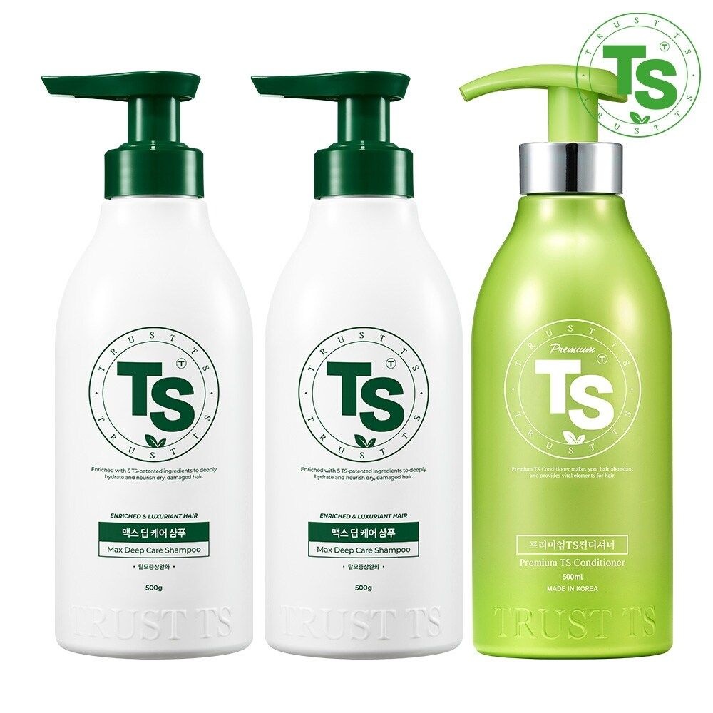 TS 맥스 딥케어 샴푸 500g 2개 + TS 프리미엄 컨디셔너 500ml