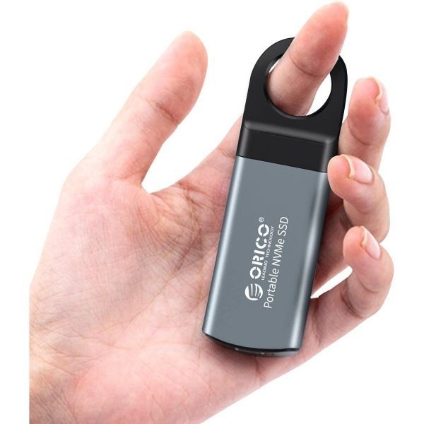 ORICO [해외] 오리코 512GB Mini M.2 NVME 포터블 SSD 외장하드 드라이버 최대 940MB 3D NAND/USB 3.1 세대 2 Type C GV100 그레이