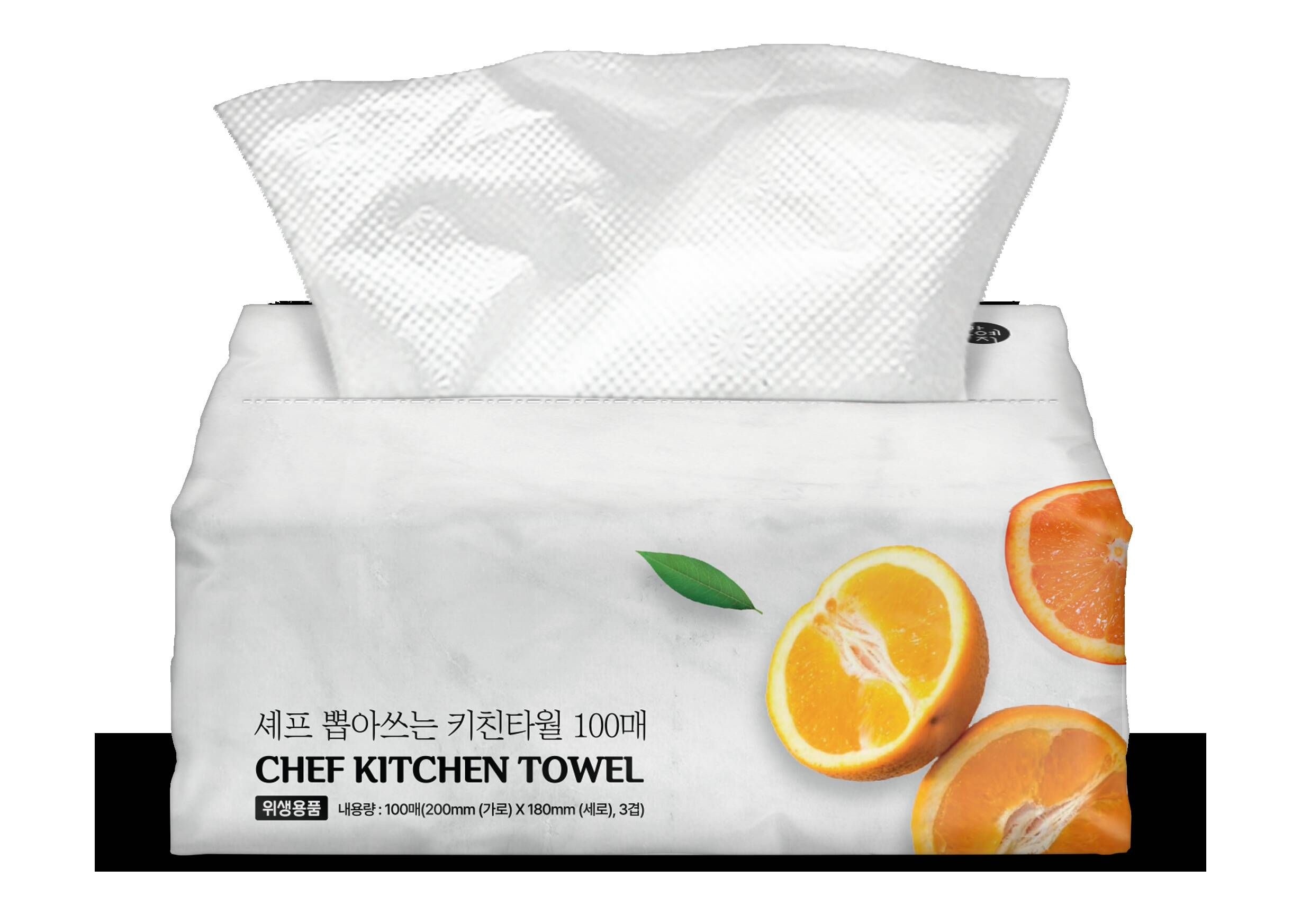 한예지 천연펄프 셰프 뽑아쓰는 키친타올 3겹 100매 9팩 휴대용 소프트팩