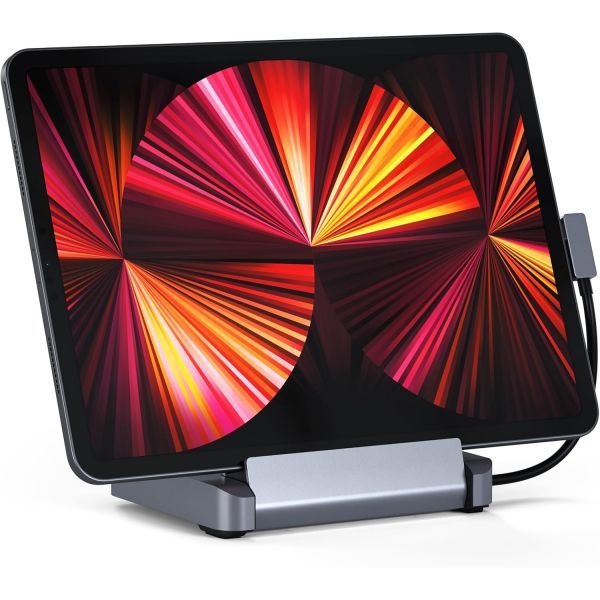 [해외] 사테치 USB C 허브 iPad Pro 알루미늄 스탠드 6 in 1 Dock 접이식 도킹 스테이션 M2 M1용 아이패드 Pro Air Mini 6 세대 호환