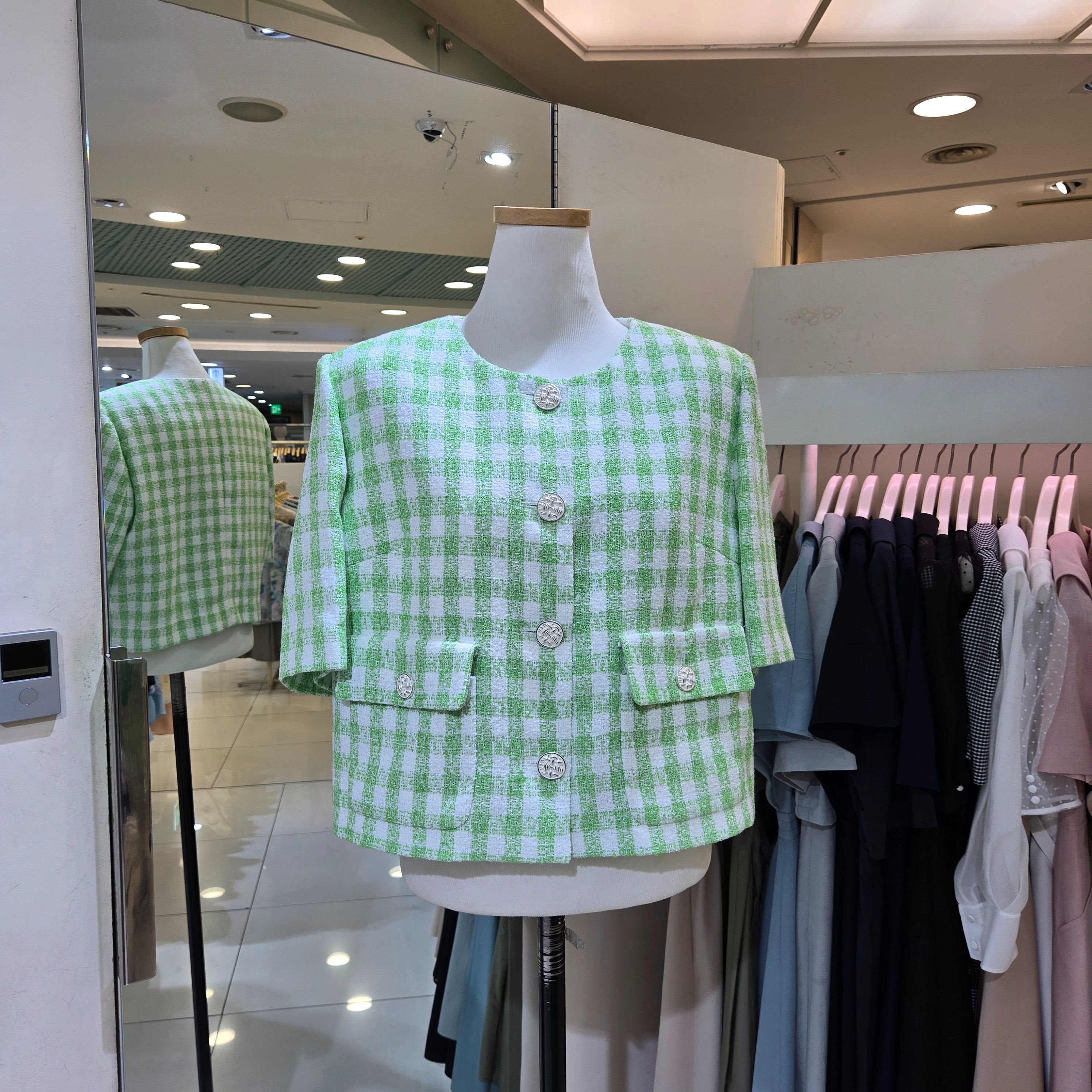 [모다아울렛][JJ JIGOTT]반팔체크크롭재킷(GN5A0JKJ8) 부평점