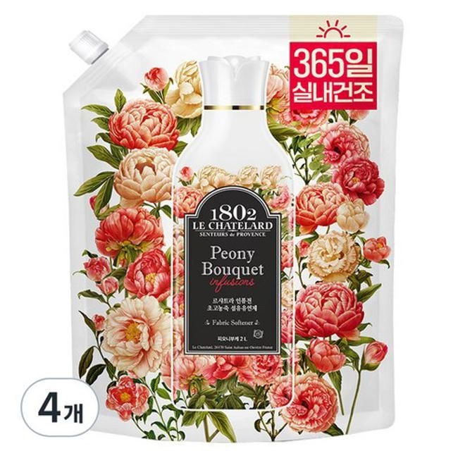 르샤트라1802 인퓨전 초고농축 섬유유연제 피오니부케향 리필 2L 4개