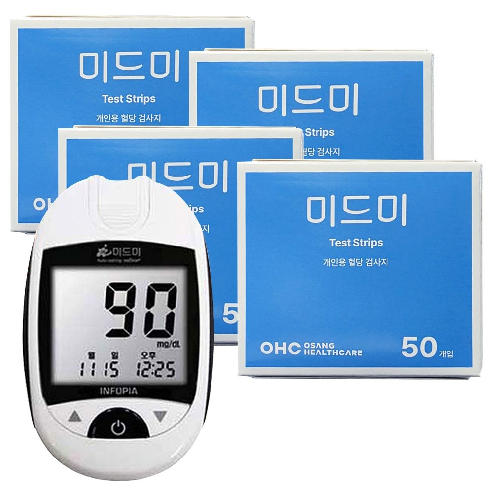 미드미 혈당계 + 시험지 200매 측정기 검사 체크지 V