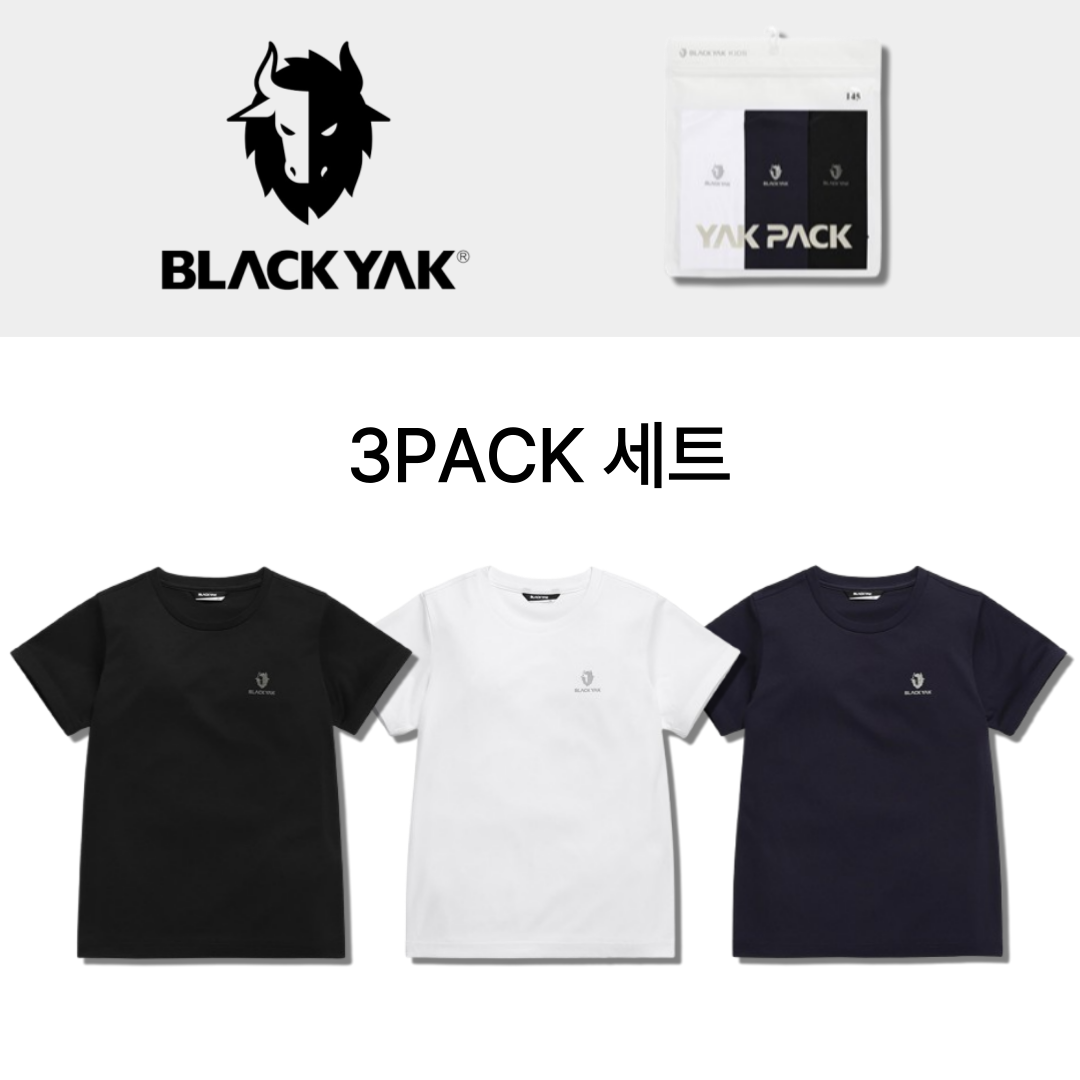 국내매장 정품(백화점) 블랙야크 반팔 주니어 키즈 기능성 냉감소재 이너반팔티 BKS데일리3PACK티셔츠