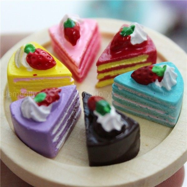 1/12 스케일 소형 인형 집 삼각형 케이크 Doilie 음식 BJD