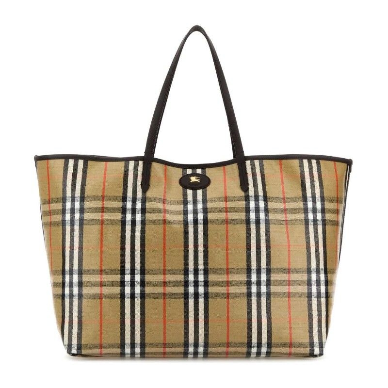 BURBERRY 버버리 자수 캔버스 라지 하일랜드 쇼핑백 8112186 B9368