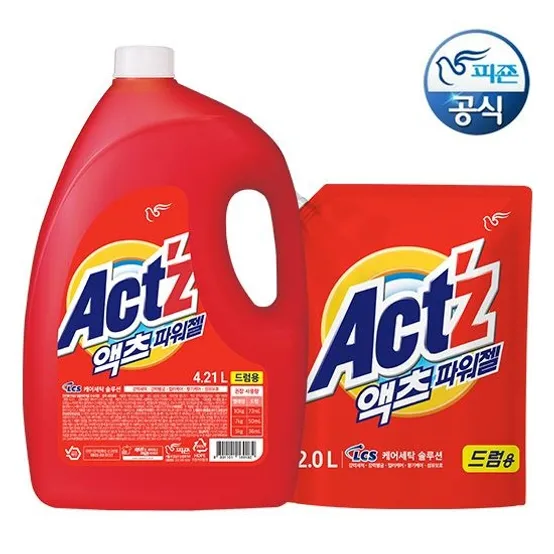 액츠 세탁세제 액체 파워젤(드럼) 4.2L 용기+2L 리필 x 1개