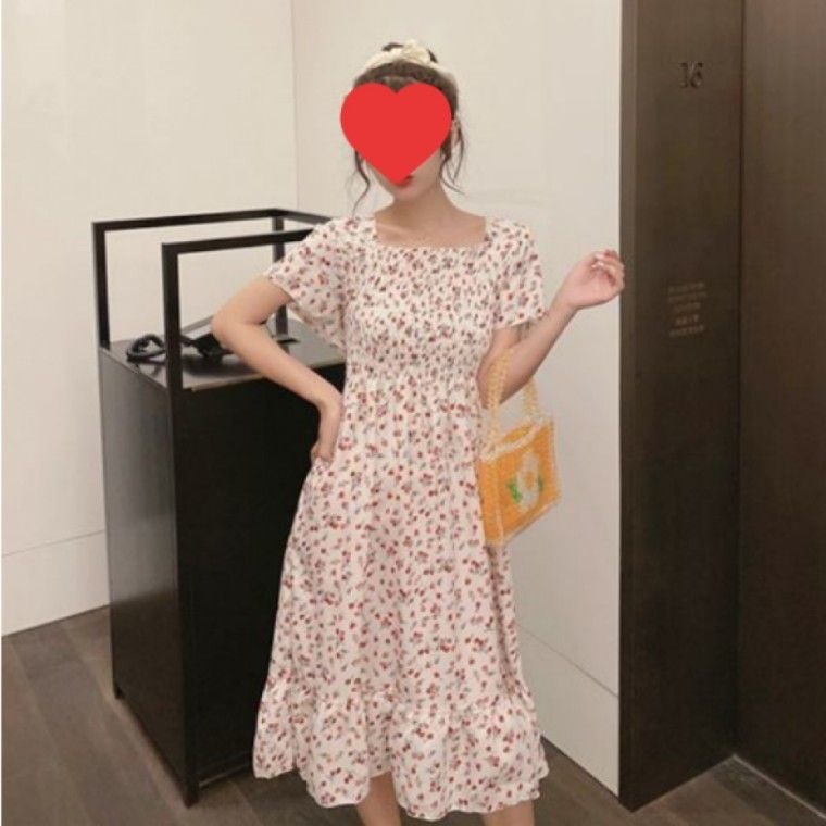 [STYLELUX]플라워 스모크 롱원피스 여성 밴딩 여름 휴양지 바캉스룩