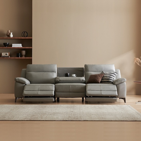 한샘 [희망일배송] 한샘 MVME 프라임 노블 홈바형 천연가죽 리클라이너 소파 4인