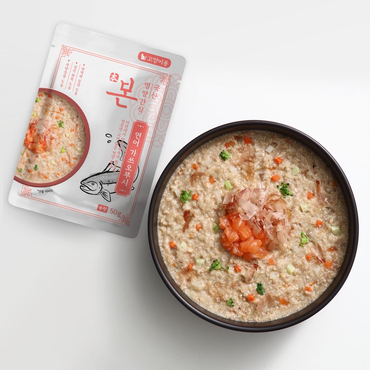 인터펫코리아 (현대Hmall) 본영양간식 고양이 연어/가쓰오부시죽 50g