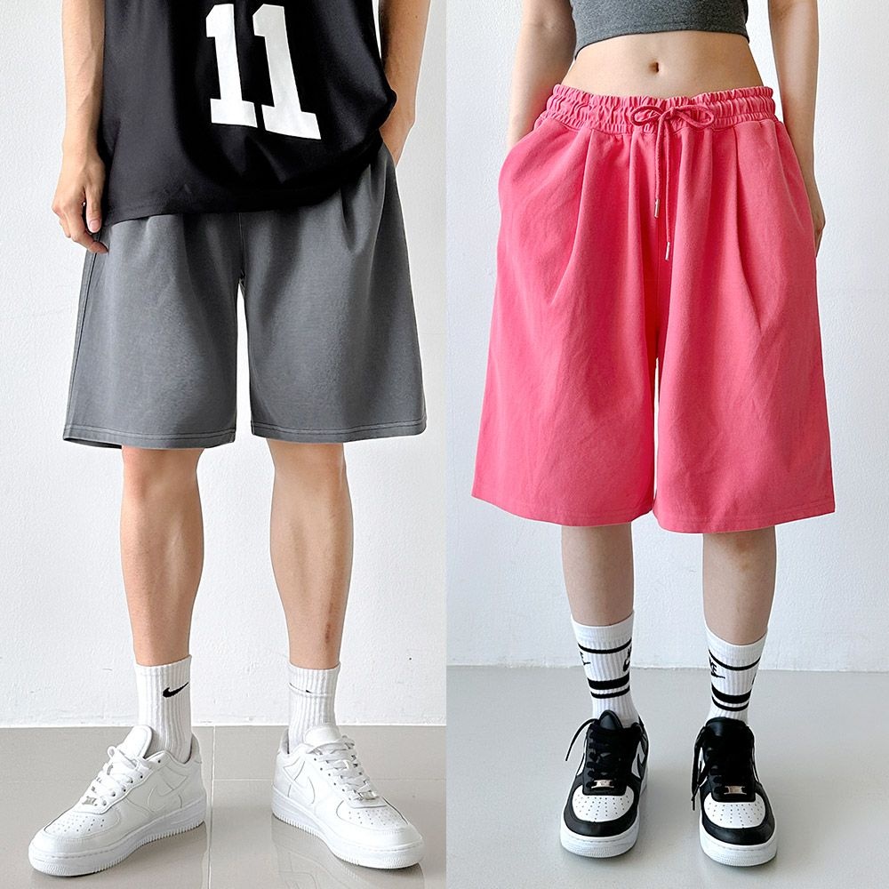 코디제이 [워싱감예쁜] M버뮤다핀턱 피그 반바지 5부 와이드핏 통큰 반바지 오버핏 스트릿 피그먼트 데일리 남녀공용