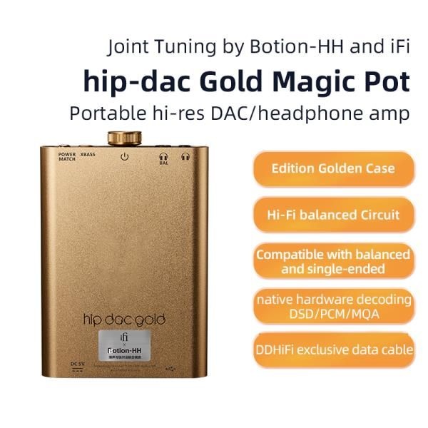 IFi hip dac 골드 휴대용 USB DAC, 헤드폰 앰프 디코더,
